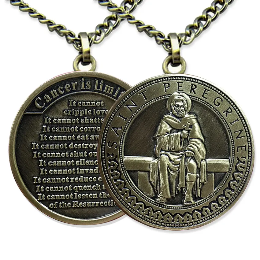 Médaillons catholiques personnalisés métal double face pendentif médaille de saint personnalisé