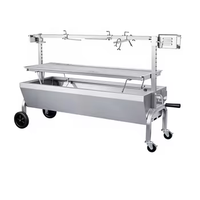Grill à charbon de bois portable robuste sans fumée en acier inoxydable pour barbecue en plein air, utilisation pour porc entier, agneau, poulet