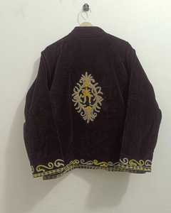 Women's Black <b>Velvet</b> <b>Jacket</b> With Traditional Suzani Floral Embroidery Artisan Bohemian Outerwear Statement Fashion - Product Image 5