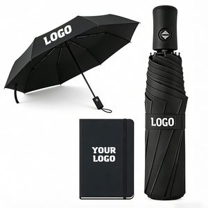 Parapluie pliant classique anti-tempête avec impression de logo, cadeau promotionnel, haute qualité - Product Image 1