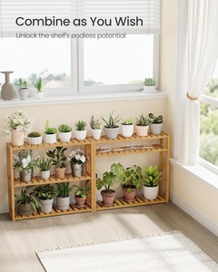 Étagère murale <span class=keywords><strong>pour</strong></span> plantes en bambou non pliable à 3 niveaux, style rustique, réglable, <span class=keywords><strong>pour</strong></span> salle de bain - Product Image 4