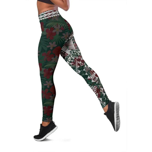 Personalizzazione Marquesas isole Leggings polinesiani ibisco oro vita alta glutei Lift Legging abbigliamento Fitness Yoga Activewear - Product Image 2