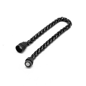 Bracelet chaîne de moto punk style européen et américain Yunnique en acier titane noir, bijoux floraux unisexes - Product Image 3