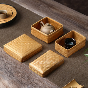 Handmade <b>Bamboo</b> Woven Storage Box Rectangle Natural Material For Neatening And Storage Japanese Style Decorative Basket - Product Image 4