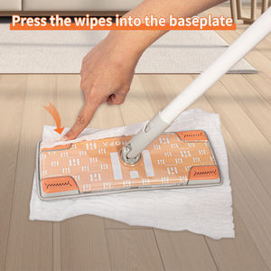 Pour serpillière plate écologique, lingettes humides jetables biodégradables et manche télescopique en acier avec essoreur intégré - Product Image 4