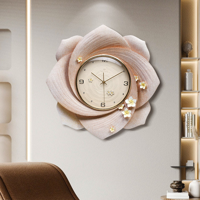 Decorative Analog Wall Clock for Living Room & Dining Room-Resin Glass Floral Pattern Creative Art Design Silent