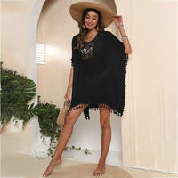 Plage couvrir chaud Sexy paréo plage Crochet tricoté gland cravate maillots de bain tunique longue paréos maillot de bain transparent couverture robe