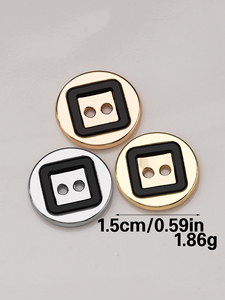 Chất Lượng Cao 15Mm Vòng Kim Loại Nút Vuông Màu Đen Cắt Trung Tâm Kép Lỗ Từ Đồng Sắt Cho May Mặc Trang Trí Ưa Thích - Product Image 2