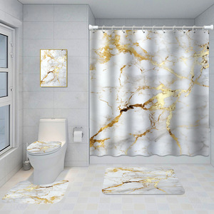 Juego de Cortinas de Ducha de Poliéster con Diseño de Mármol Blanco y Negro, Cortina de Baño Impermeable, Resistente al Moho, de Secado Rápido, Moderna, al por Mayor - Product Image 3