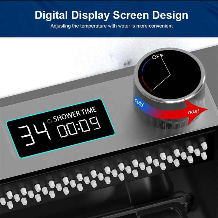 digital countertop luxury high tech undermount black modern waterfall multifunction smart stainless steel sink kitchen