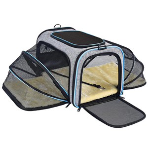 Kedi Pet havayolu onaylı genişletilebilir katlanabilir yumuşak köpek taşıyıcı 5 açık kapılar yansıtıcı bantlar kedi seyahat çantası - Product Image 1