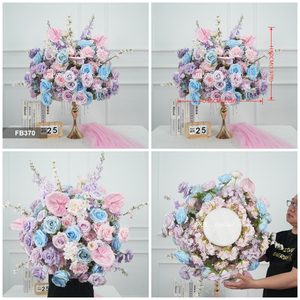 Arrangement de boules de fleurs pour mariage, centre de table fait main, boules de fleurs artificielles bleu clair et rose - Product Image 3