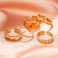 Nouvelle Bague Ouverte Tendance Ondulée Courbe Géométrique Minimaliste en Acier Inoxydable, Bijou Polyvalent pour Automne Hiver