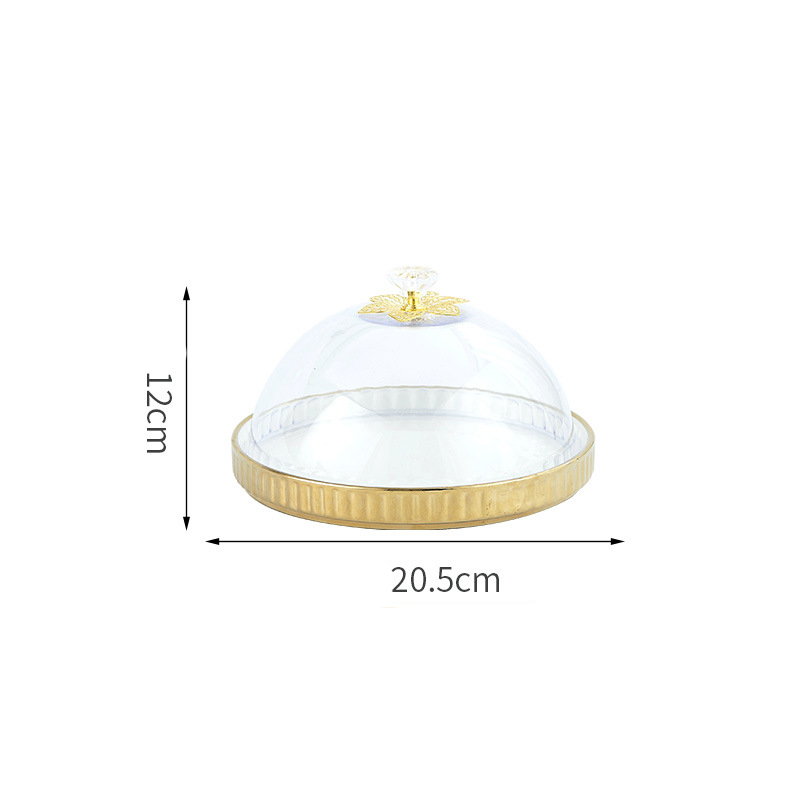 Supporto per torta piatta in oro da 8 pollici con coperchio