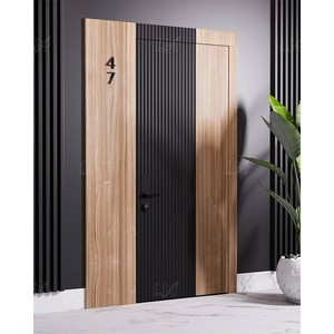 Diseño moderno, <span class=keywords><strong>barniz</strong></span> transparente manchado de <span class=keywords><strong>nogal</strong></span>, puerta pivotante de madera maciza precolgada, apariencia delicada, entrada para apartamento, Villa de Canadá - Product Image 6