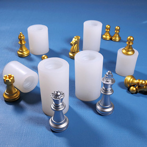Jeu d'échecs en gel de silice écologique, moule pour la fabrication de bougies et de chocolat, ensemble de 6 pièces, échiquier - Product Image 1
