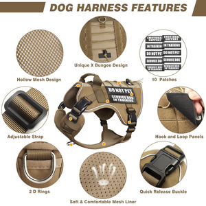 Layanan anjing dalam pelatihan jaring udara lembut bersirkulasi rompi anjing reflektif taktis <span class=keywords><strong>Harness</strong></span> dengan 10 Patch hewan peliharaan - Product Image 2