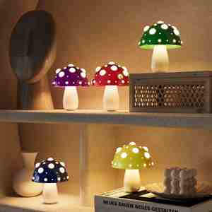 Lampe tactile sans fil de luxe pour chambre à coucher créative Abat-jour coloré Lampe champignon rechargeable - Product Image 6