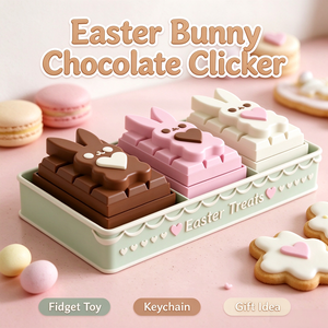 FUSEJOYCute Chocolate Bunny Clicker, ของขวัญวันเกิด, เพื่อนที่ดีที่สุด, เพื่อนสาว, บรรยากาศของขวัญ, การพิมพ์ 3 มิติ - Product Image 3