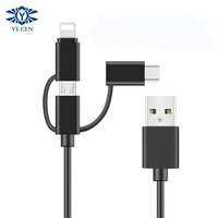 Compatible avec Huawei, Apple et Android, adaptateur de câble de données pour téléphone à charge rapide 3 en 1, câble de charge un-vers-trois