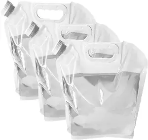 प्रीमियम कोलैप्सेबल वॉटर बैग, कैंपिंग ट्रेकिंग बैकपैक आपात स्थिति के लिए BPA मुक्त खाद्य ग्रेड स्पष्ट प्लास्टिक भंडारण टैंक