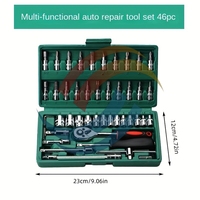 Kit de réparation automobile professionnel OEM de 46 pièces ensemble d'outils à main de quincaillerie domestique en acier avec clés à douilles étui rigide 1 jeu