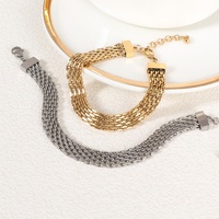 Bracelets tendance vintage rétro imperméables pour femmes, anniversaire, plaqué or 18 carats, acier inoxydable, chaîne en os de poisson, charme à la mode