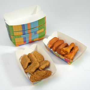 Uchampak tùy chỉnh kích thước in logo bán buôn dầu-proof đường phố thực phẩm ăn nhẹ Khoai tây chiên Hotdog thịt dùng một lần Khay giấy - Product Image 2