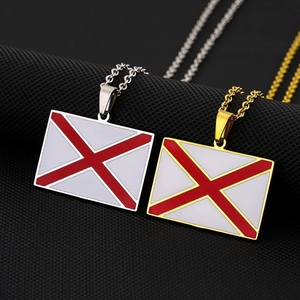 Collares al por mayor de acero inoxidable esmaltado con 50 banderas de Estados Unidos, colgantes de oro de 18 quilates de Alaska, Arizona, Hawái, Ohio - Product Image 1
