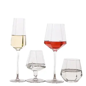 European dazzling hand-blown crystal glass goblet six row wine set series red wine Champagne brandy beer glasses