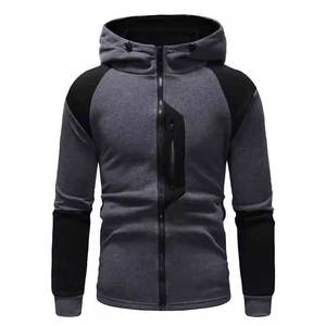 Sudadera con capucha gris negro para hombre, ropa de calle moderna, moda informal, sudadera deportiva, diseño de contraste elegante, sudadera activa ligera - Product Image 2