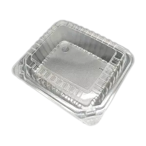 Envase de comida de material BOPS de 9 pulgadas, precio de fábrica, envase de comida rápida, envase de comida transparente de plástico para llevar