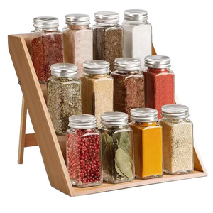 Étagère à épices en bois à trois niveaux, organiseur de bureau pour rangement et présentation dans la cuisine - Product Image 3