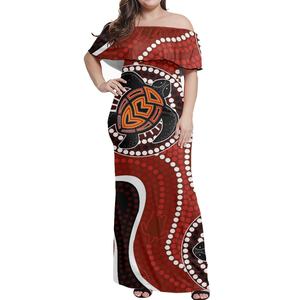 Vestido personalizado con elementos aborígenes australianos, vestido informal suave y cómodo, ropa de <span class=keywords><strong>mujer</strong></span> transpirable de secado rápido al por mayor - Product Image 1