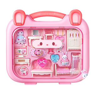 2025 filles nouvelle maison de jeu jouer lapin maison de poupée jouets Mini Double pont <span class=keywords><strong>lit</strong></span> semblant jouer lapin maison accessoires jouets - Product Image 6