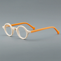 Lunettes rondes en acétate rétro MS YL5802, unisexes, bloquant la lumière bleue, lunettes de vue, monture couleur bois