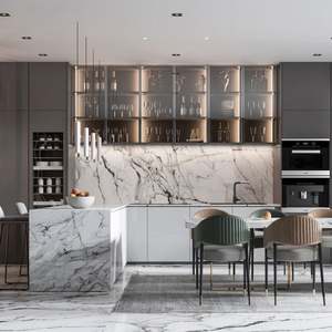 Armoire de cuisine moderne avec charnières à fermeture douce, glissière de tiroir, porte brillante, armoire de cuisine - Product Image 4