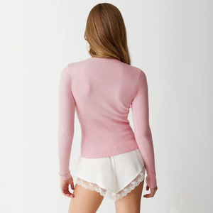 JULISSA MO เสื้อคาร์ดิแกนถักสำหรับผู้หญิงทรงเข้ารูปแขนยาวแบบครอปท็อปติดกระดุมด้านหน้าสำหรับฤดูหนาว - Product Image 3