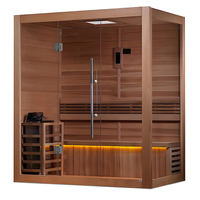Sauna intérieur sec traditionnel à domicile avec poêle et pierre à vapeur Sauna intérieur Douche à vapeur personnelle Sauna Combo