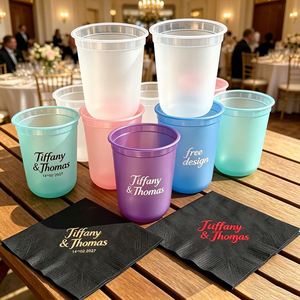 Vasos de Boda Personalizados de 500 ml, Estilo Romántico, Reutilizables, Esmerilados, Resistentes a los Golpes, Flexibles, Impermeables, con Impresión Digital, Vasos de Plástico para Estadios - Product Image 1