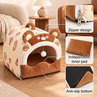 Villa pour chat d'intérieur, lit pour chat, maisonnette pour chat, lit en peluche fermé, nid douillet pour chaton, abri mignon pour chat pour la maison, le salon, la chambre à coucher