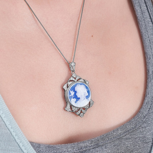 S925 argento Sterling Micro zircone agata blu fanciulla colomba della pace ciondolo di fascino per le donne gioielli di moda all'ingrosso - Product Image 6