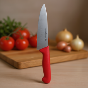 Cuchillo de Chef Profesional de 30 cm, Hoja de Acero Inoxidable, Mango de PP Rojo, Herramienta de Corte Duradera para Cocina, Diseño Industrial Ambidiestro - Product Image 2