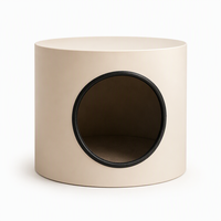 Table d'appoint cylindrique YAOYUE pour chat, en métal, avec griffoir, noir, crème, blanc, diamètre 35 x hauteur 30 cm