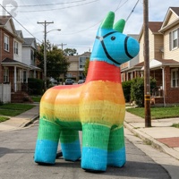 Modèle gonflable géant personnalisé avec logo lumineux, pinafore arc-en-ciel, âne, culture mexicaine, animal publicitaire pour événement