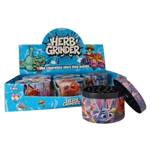 Round Zinc Alloy Herb Grinder 63mm With Colorful Cartoon Characters Design Storage Container Modern Style <b>Smoking</b> Accessory - Product Image 3