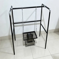 Grille de barbecue portable moderne en acier pour feu de camp, support de cuisson à hauteur réglable avec télécommande et dispositif de sécurité anti-flamme