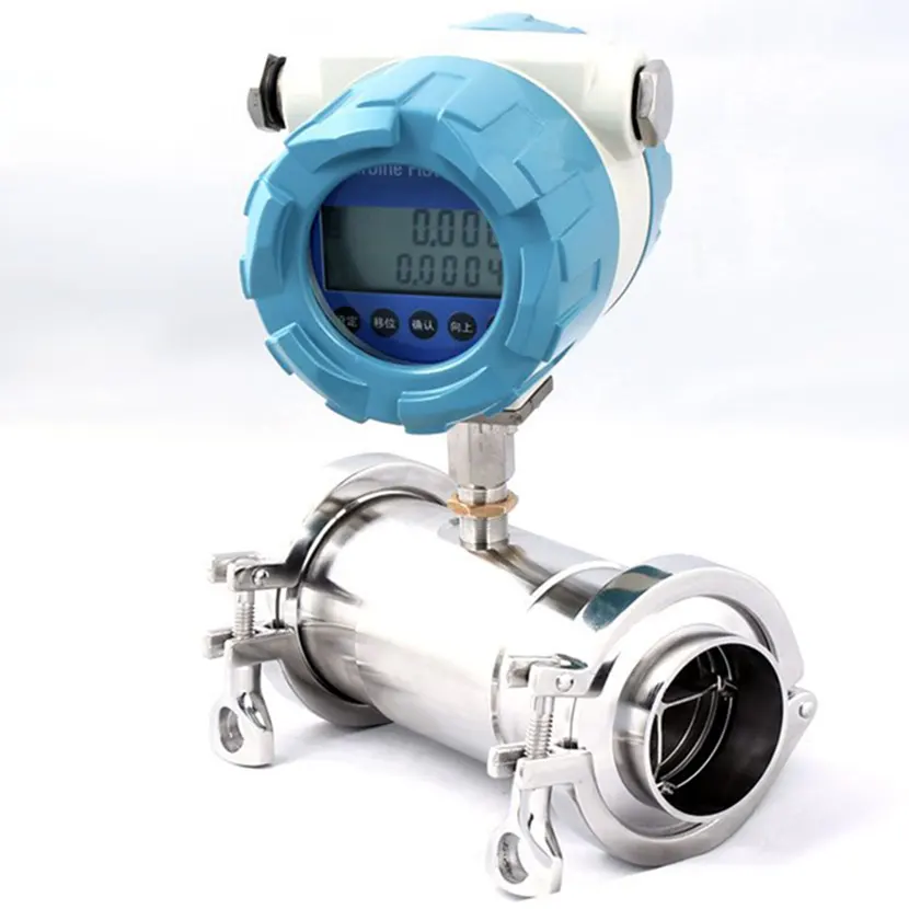 DN32 Turbin Flowmeter Digital Portabel, Kualitas Tinggi 4-20ma Tipe Penjepit Pengukur Aliran Turbin