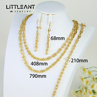 Ensemble de bijoux Ayong en or, bracelet, collier et boucles d'oreilles en forme de fer à cheval, 3 pièces, longue chaîne en U, ensemble de collier pour femmes