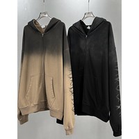 Sweat à capuche zippé pour homme, style Wasteland, effet vieilli, graffiti, coupe oversize, épais, dégradé, style Hip Hop